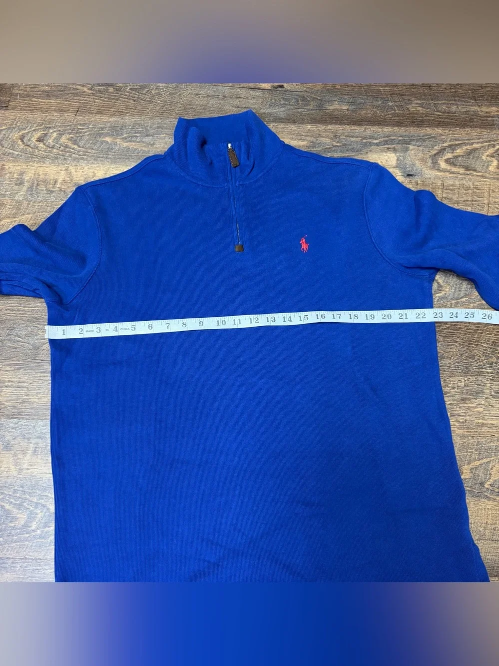 Polo Ralph Lauren Mens Blue Cotton Knit 1/4 Zip Mock Neck Pullover Sweater Large